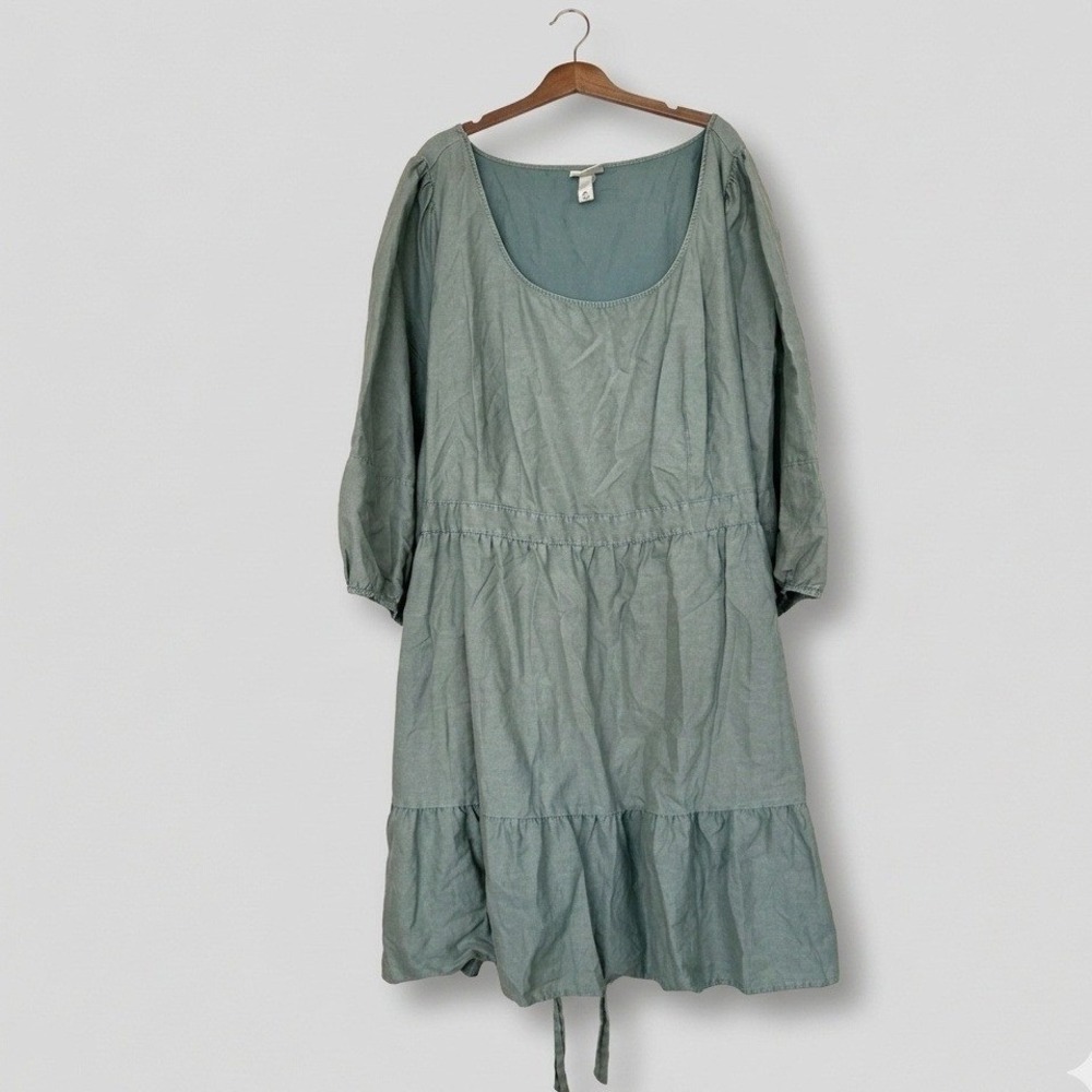 Ava & Viv Sage Green Scoop-Neck Tiered Mini Dress